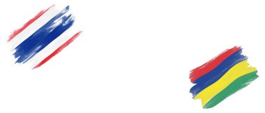 Beyaz Arkaplanda Tayland ve Mauritius Bayrakları