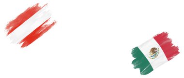 Beyaz Arkaplanda Avusturya ve Meksika Bayrakları