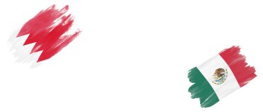 Bahreyn ve Meksika Bayrakları Beyaz Arkaplanda