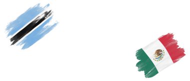 Beyaz Arkaplanda Botswana ve Meksika Bayrakları