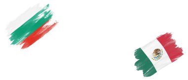 Beyaz Arkaplanda Bulgaristan ve Meksika Bayrakları