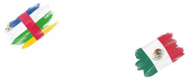 Beyaz Arkaplanda Orta Afrika Cumhuriyeti ve Meksika Bayrakları