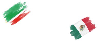 Beyaz Arkaplanda Çeçenistan ve Meksika Bayrakları