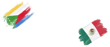 Beyaz Arkaplanda Komorolar ve Meksika Bayrakları