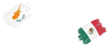 Kıbrıs ve Meksika Bayrakları Beyaz Arkaplanda