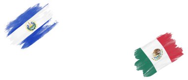 Beyaz Arkaplanda El Salvador ve Meksika Bayrakları