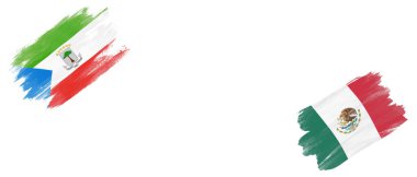 Beyaz Arkaplanda Ekvator Ginesi ve Meksika Bayrakları