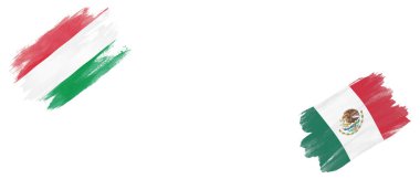 Beyaz Arkaplanda Macaristan ve Meksika Bayrakları