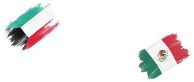 Beyaz Arkaplanda Kuveyt ve Meksika Bayrakları