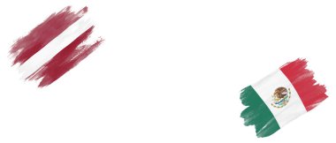 Beyaz Arkaplanda Letonya ve Meksika Bayrakları