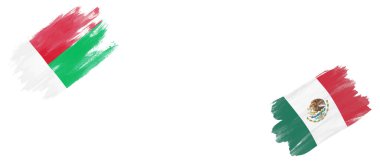 Madagaskar ve Meksika Bayrakları Beyaz Arkaplanda