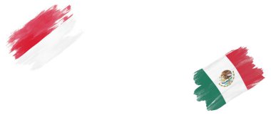 Beyaz Arkaplanda Monako ve Meksika Bayrakları