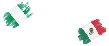 Beyaz Arkaplanda Nijerya ve Meksika Bayrakları