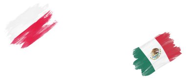 Beyaz Arkaplanda Polonya ve Meksika Bayrakları