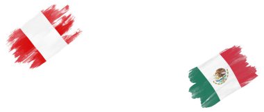 Beyaz Arkaplanda Peru ve Meksika Bayrakları