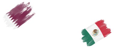 Beyaz Arkaplanda Katar ve Meksika Bayrakları