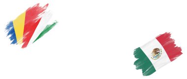 Beyaz Arkaplanda Seyşeller ve Meksika Bayrakları