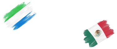 Beyaz Arkaplanda Sierra Leone ve Meksika Bayrakları