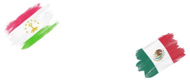 Beyaz Arkaplanda Tacikistan ve Meksika Bayrakları