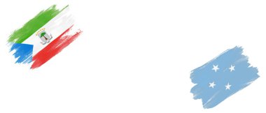 Beyaz Arkaplanda Ekvator Ginesi ve Mikronezya Bayrakları