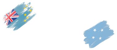 Tuvalu ve Mikronezya Bayrakları Beyaz Arkaplanda