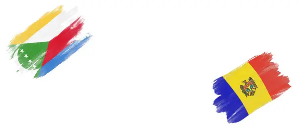 科摩罗和摩尔多瓦白底旗 — 图库照片