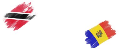 Beyaz Arkaplanda Trinidad ve Tobago ve Moldova Bayrakları