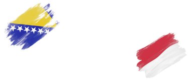 Beyaz Arkaplanda Bosna-Hersek ve Monako Bayrakları