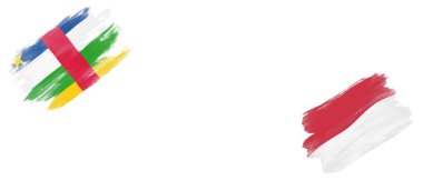 Beyaz Arkaplanda Orta Afrika Cumhuriyeti ve Monako Bayrakları