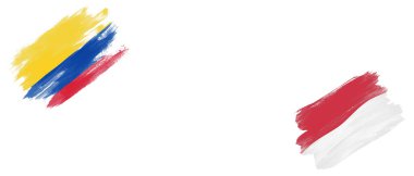 Beyaz Arkaplanda Kolombiya ve Monako Bayrakları