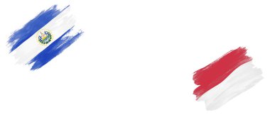 Beyaz Arkaplanda El Salvador ve Monaco Bayrakları