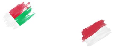 Madagaskar ve Monako Bayrakları Beyaz Arkaplanda