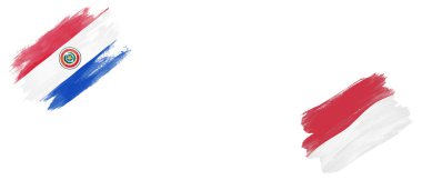 Beyaz Arkaplanda Paraguay ve Monako Bayrakları