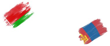 Beyaz Arkaplanda Beyaz ve Moğolistan Bayrakları