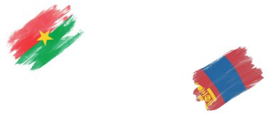 Beyaz Arkaplanda Burkina Faso ve Moğolistan Bayrakları