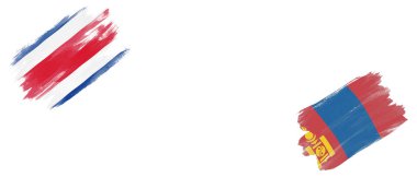 Beyaz Arkaplanda Kosta Rika ve Moğolistan Bayrakları