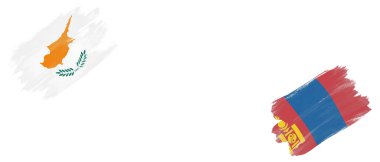 Kıbrıs ve Moğolistan Bayrakları Beyaz Arkaplanda