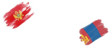 Karadağ ve Moğolistan Bayrakları Beyaz Arkaplanda