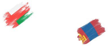 Umman ve Moğolistan Bayrakları Beyaz Arkaplanda