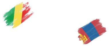 Beyaz Arkaplanda Kongo Cumhuriyeti ve Moğolistan Bayrakları