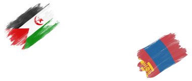 Sahra Arap Demokratik Cumhuriyeti ve Beyaz Arkaplanda Moğolistan Bayrakları