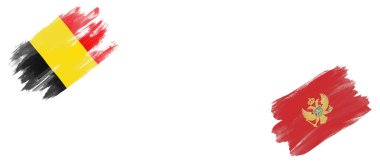 Beyaz Arkaplanda Belçika ve Karadağ Bayrakları