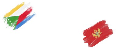 Beyaz Arkaplanda Komorolar ve Karadağ Bayrakları