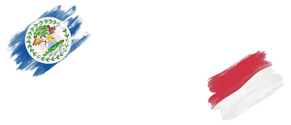 伯利兹和摩纳哥白底旗 — 图库照片