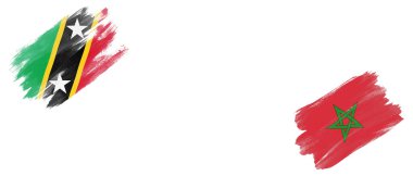 Saint Kitts ve Nevis ve Fas Bayrakları Beyaz Arkaplanda