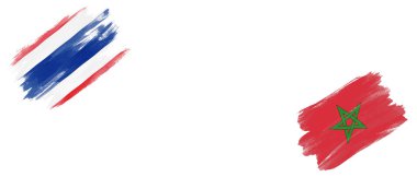 Beyaz Arkaplanda Tayland ve Fas Bayrakları