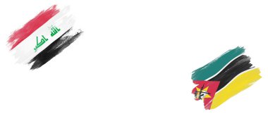 Beyaz Arkaplanda Irak ve Mozambik Bayrakları