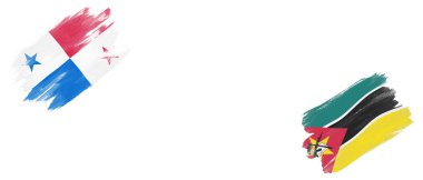 Beyaz Arkaplanda Panama ve Mozambik Bayrakları