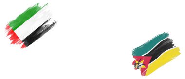 Beyaz Arkaplanda Birleşik Arap Emirlikleri ve Mozambik Bayrakları