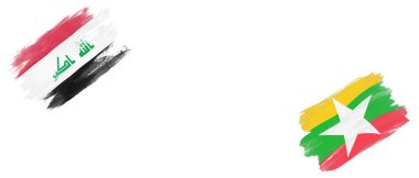 Beyaz Arkaplanda Irak ve Myanmar Bayrakları